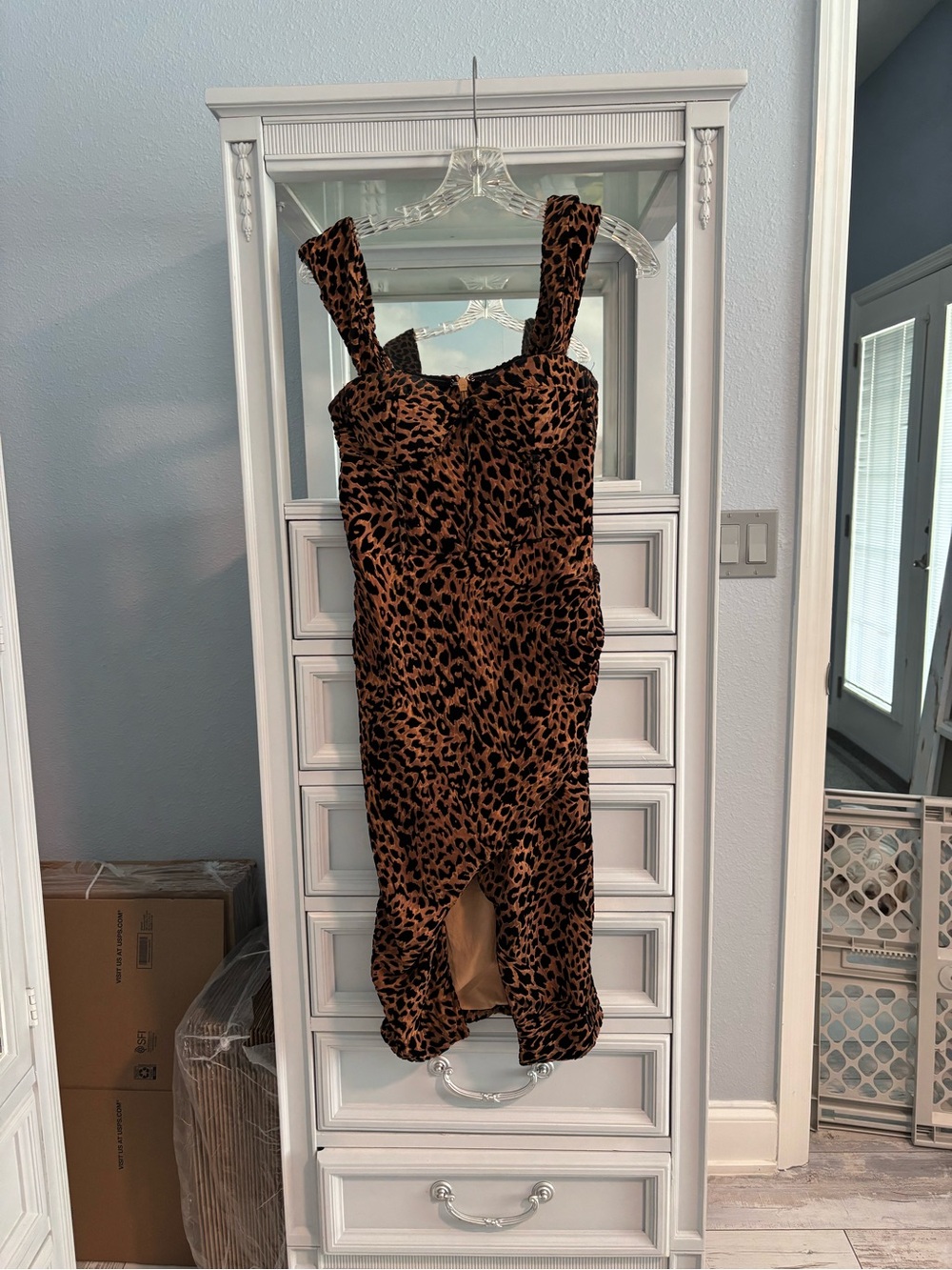 Lavish Alice Leopard Print Midi Dress - Brown & Black